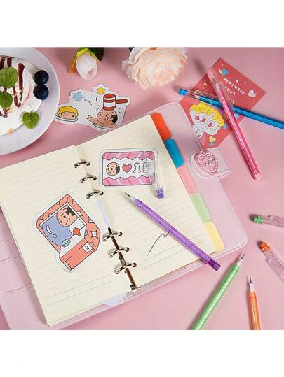 6 pièces de crayons semi-transparents HB non taillables, convenant pour l'école, le bureau, avec des capuchons gomme, pour écrire, dessiner, 6 couleurs vives assorties