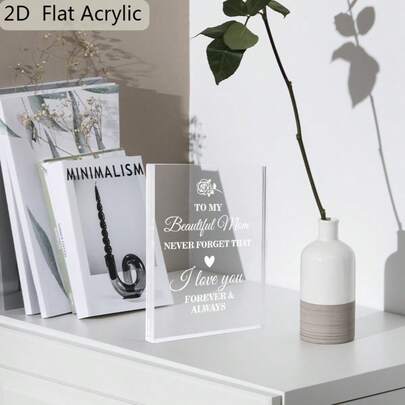 2D Plane, 1 Piece 'To My Beautiful Mom' Acrylic Commemorative Gift - Name/Message, Mother's Day/Christmas/Birthday Plaque With Protective Film, Elegant Desktop Sign, Gift For Mom - Acrylic Decoration From Daughter, 2D Plane