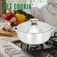ALUMINUM CALDERO STOCK POT By Chef Pro, Durable Aluminum, Superior CooFKing Performance For Even Heat Distribution, Perfect For Serving Large/Small Groups, Riveted Handles, Commercial Grade, 5.1 Quart - Silver - View 4
