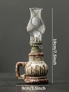 1 件陶瓷窑烧釉家用油灯，带手柄和灯罩，可调节灯芯露营油灯，室内陶瓷油灯烛台，带灯芯的煤油灯，带火控旋钮的油灯/飓风灯 - 油燈 - 查看 17