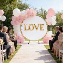 2M Round Hoop Balloon Arch Backdrop Flower Gold Display Stand Frame Wedding New - Gold - View 7
