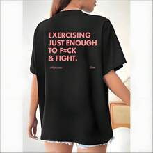 Funny EXERCISING JUST ENOUGH TO F≈CK & FIGHT Tee, Retro Vintage Y2K Streetwear - Đen_3 - Xem 1