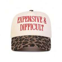1pc Women's "Expensive & Difficult" Embroidered Letter Trucker Hat, Casual Baseball Cap, Suitable For Spring, Autumn, Street, Travel, Beach Vacation - 摩卡棕 - 查看 3