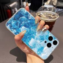 A Phone Case Featuring a Summer-Themed Design with Refreshing Ice Cubes, UV Printing, And Angel Eyes. This TPU Translucent Shell Offers 360-Degree Protection for Various for  Models Including 17 11, 12, 13, 14, 15, 16 Pro Max, XR, X/XS, 7, 8 Plus, SE, And Mini, Making It an Ideal Gift for Birthdays for Both And . - Transparente - Ver 4