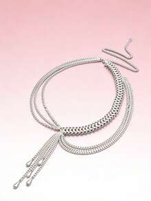 1 cadena corporal sexy de fiesta dorada exagerada, cadena de cintura con borlas de perlas sintéticas multicapa para mujer, regalo para novia/hermana, ideal para cumpleaños, vacaciones y fiestas. - Dorado - Ver 8