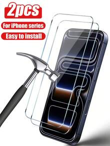 2 piezas Protector de pantalla de vidrio templado de pantalla completa, adecuado para iPhone 17/17Pro/17Promax/16/16ProMax/16Pro/15/15ProMax/14/13/12/11/ProMax/XS X/XR, resistente al agua, anti-caída, anti-arañazos, anti-huellas dactilares, adecuado para protección diaria, oficina, hogar y otros escenarios - transparente - Ver 26