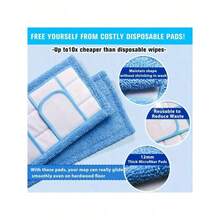 Reusable Microfiber Mop Pads | Durable Machine Washable Refills | Flat Mop Pads For Efficient Floor Cleaning | 2 /4Pack - Blue - View 6