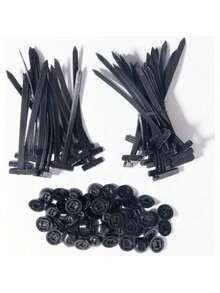 50/100 Pcs Black Cable Ties, Universal Cable Tie Buckle, Leaf Board Bottom Plate, Universal Buck - Multiple Styles - View 1