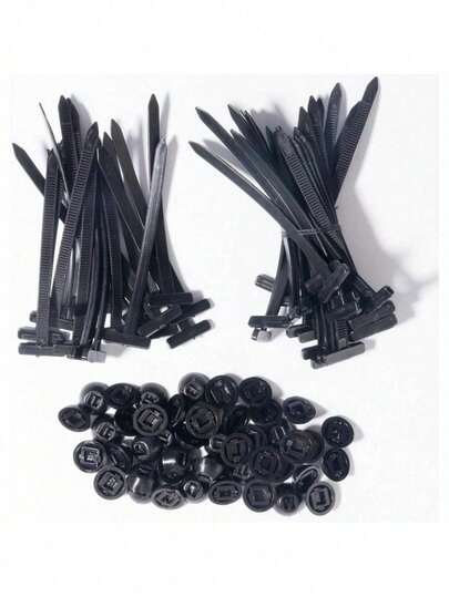 50/100 Pcs Black Cable Ties, Universal Cable Tie Buckle, Leaf Board Bottom Plate, Universal Buck