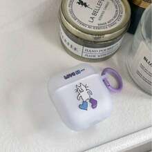 Cartoon Cat Design Protective Case Compatible With Apple , Anti-Scratch And Anti-Drop Cover Compatible With Apple Bluetooth Earphones - Matte White - View 3