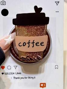 1 Piece Of Niche Quicksand Coffee Cup Magnetic Phone Holder, Extendable And Easy To Carry Desktop Holder, High-End Holder - Coffee Brown - View 1