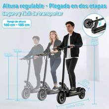 TODIMART D6 Electric Scooter Equipped With A 500W Brushless Motor | 25 Km/H | 35-40km Range | 48V/10.4AH Lithium Trivalent Battery | 10-Inch Off-Road Tires | Front And Rear Suspension. - Black - View 10