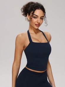 MASKERT Women's Racerback Sports Tank Top, Fitted & Comfortable, Suitable For Yoga, Fitness, Running, Skipping, Tennis And Other Sports - Navy Blue - View 6