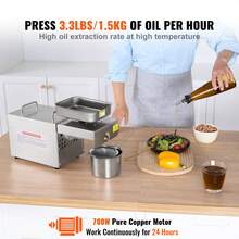 Electric Oil Press Machine, 700W Stainless Steel Oil Extractor Machine, 140℃ / 284℉ Constant Temperature, Hot Press Oil Expeller For Pressing Peanuts, Sesame Seeds, Rapeseed, Tea Seeds - Silver - View 2