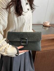 Fashionable Minimalist Retro Leopard Print Clutch - Dark Green - View 2