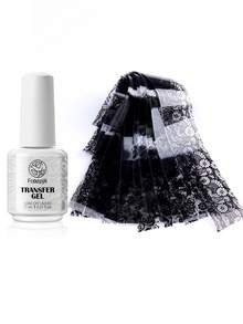 15毫升蕾丝美甲贴纸套装，包含白色和黑色蕾丝美甲贴纸、LED灯可卸美甲凝胶，DIY美甲，女士礼物 - 無色 - 查看 13