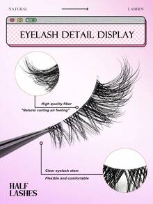 Asiteo 7 Pairs Half-Strip Natural Cat Eye False Eyelashes, Extending Lash Ends, Transparent Band, Faux Mink Lashes, Suitable For Cosplay, Parties, Eid, Holidays - Half Eyelashes - View 3