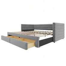 Sofa Bed Frame - Grey + Upholstered + 90cm*190cm-1 - View 10