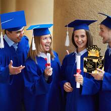 毕业季黑色金色剪影现金礼盒，惊喜存钱罐，透明袋礼品，适合儿童和成人，包含50个透明袋 - 以趣味的方式赠送现金礼物给亲朋好友 - 黑色 - 查看 8