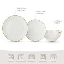 Richmount Dinnerware Set For 4 People, Stoneware Dinnerware Set With Speckled And Ribbed Pattern, Complete With Plates And Cereal Bowls, Dishwasher And Microwave, Scratch Resistant - 彩色 - 查看 4