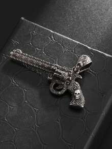 1PC New Retro Skeleton Revolver Pendant Necklace For Men And Women Hip-Hop Rock Motorcycle Party Jewelry Gift - Fashion - View 8