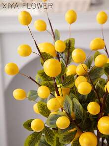 1/3/6支仿真柠檬枝，含14个柠檬果实，60厘米/23.62英寸，PE材质，仿真植物，仿真花卉，季节性装饰，婚礼装饰，桌面装饰，中心摆件，逼真植物，房间装饰，办公桌装饰，花园装饰，室内装饰，派对礼物，学校宿舍办公室装饰，情人节，复活节装饰，家居装饰 - 彩色 - 查看 11
