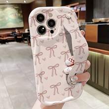 1 件装时尚蝴蝶结印花加厚防震手机壳，带支架，兼容苹果及苹果 Series 手机 - 彩色 - 查看 4