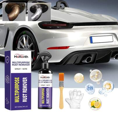Homonth 120ml Metal Rust Remover Spray Set - Deep Penetrating Multi-Purpose Lubricant Oil Anti-Rust Removing Metal Oxides Restore Surface Luster Long-Lasting Protection Prevent Re-Oxidation Non-Corrosive