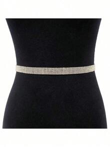 1 pieza Cadena para la cintura con decoración de diamante de imitación para mujer - Oro claro - Ver 9