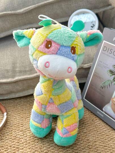 1pc 30CM Colorful Deer Stuffed Doll, Giraffe Plush Toy, Suitable As A Gift For Friends, Home Decoration, Christmas Gift Thanksgiving Day Gift Plush Easter Gift, Colorful Giraffe Plush Doll Dolls, Cute Deer Stuffed Animal Toys, Fun Deer Design