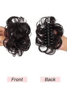 Synthetic Messy Bun Hair Piece Claw Clip Ponytail Extensions Scrunchie-Style Lazy Flower Bud Bun Chignon Wavy Curly Ponytail - Multicolor - View 4