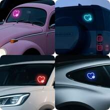2026 New Solar Powered LED Double Heart Neon Light, Car Atmosphere Lamp, Wireless, Design, 7 Romantic Lighting Modes, Automatic Sensor Rear Window Decor, Essential For Couples & Female Drivers, Creative Personalized Interior Decor, Soft Halo Creates Romantic Ambiance, Perfect Mother's Day & Wedding Gift, LED Heart Lamp - Multicolor - View 7