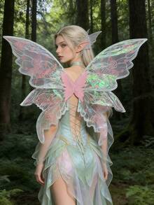 Gold Foil Floral Wing Fairy Wings, Suitable For Halloween, Christmas, Carnival, Party, Stage Performance Costume Accessory, 7 Color Options, Outdoor Photo Prop - Multicolor - View 12