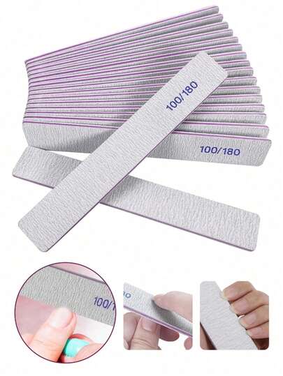 100/180 Precision Grey Sandpaper Boards. Ergonomic Hardness, Can Precisely Shape Artificial Nails And Natural Nail Edges. Double-Sided Non-Slip Sanding Surface. Reusable And Disinfectable, Professional Salon Quality.