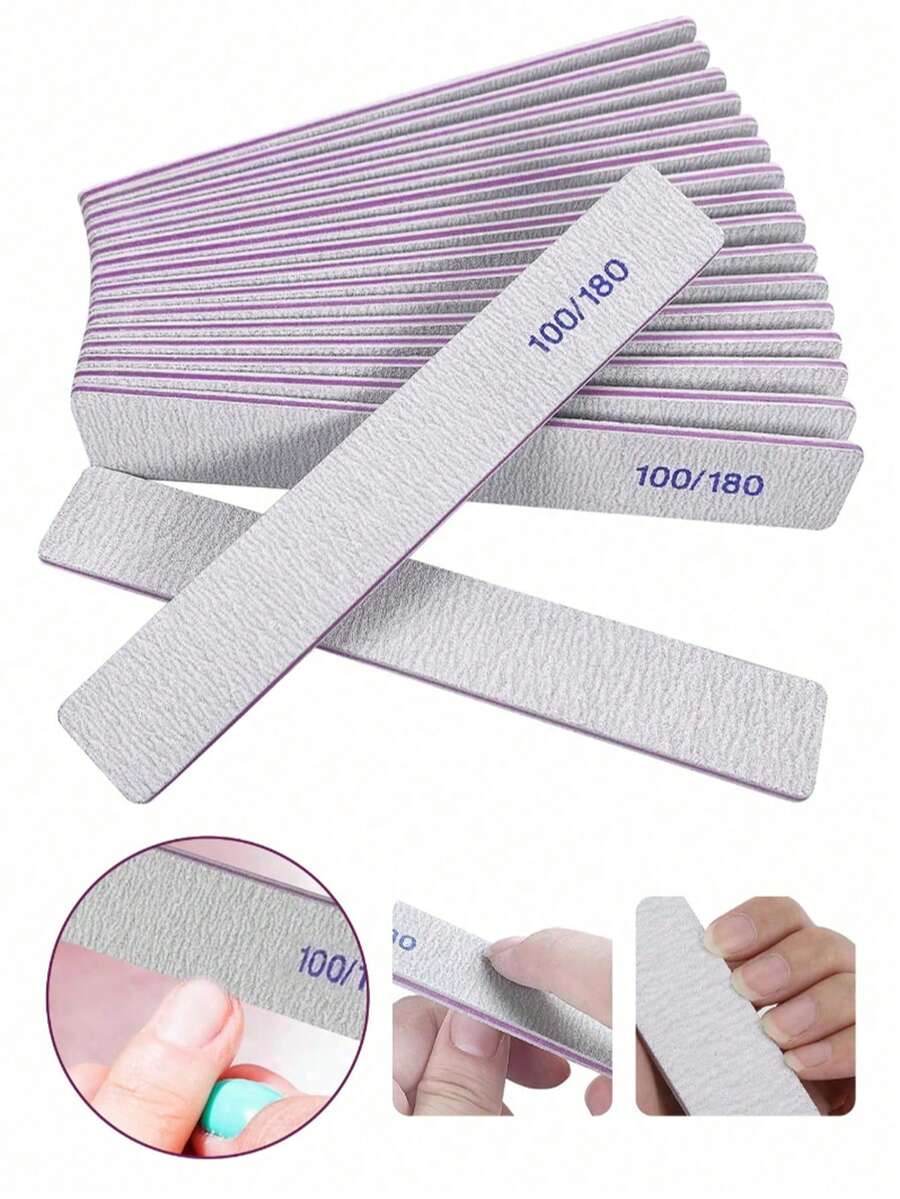 100/180 Precision Grey Sandpaper Boards. Ergonomic Hardness, Can Precisely Shape Artificial Nails And Natural Nail Edges. Double-Sided Non-Slip Sanding Surface. Reusable And Disinfectable, Professional Salon Quality.