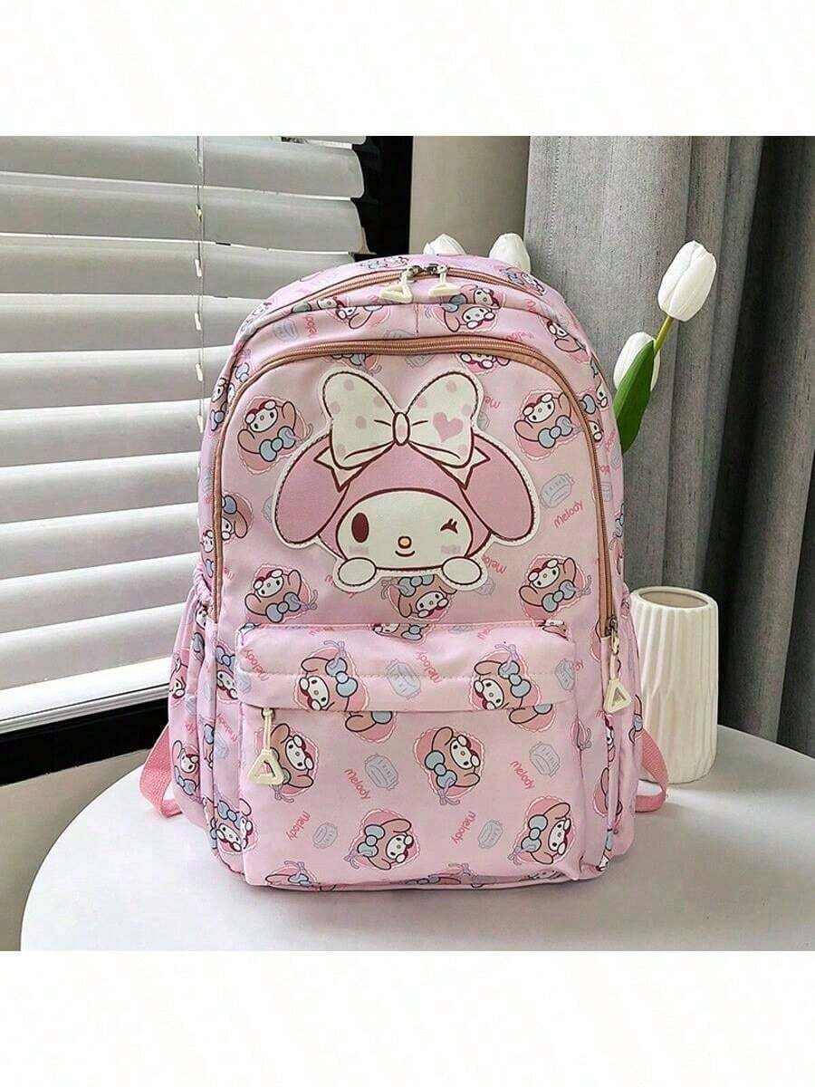 SANRIO 多隔层轻便帆布背包，可爱卡通印花时尚包，3D装饰，适合学生、旅行、日常通勤，是送给年轻女性和青少年的圣诞礼物。 - 彩色 - 查看 1