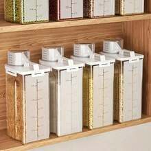 GHQ 4Pcs Sealed Food Storage Container With Lid - Moisture And Leak Proof For Cereals, Nuts, Flour, Rice - Portable Kitchen Organizer - 白色 - 查看 1