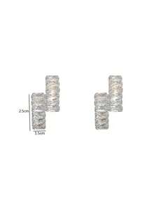 Nooxian 2pcs Minimalist Zirconia Stud Earrings For Women, New Micro-Inlaid Crystal Earrings, Unique Elegant Design - Silver - View 6