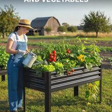 Large Raised Garden Box, Lightweight Garden Bed with Galvanize Lcony Legs, 400Lb Capacity, Metal Raised Planter Bed for Gardening, Vegetables, Flowers & Herbs, Brown, 48x24x32in - 48x24x32 pulgadas - Ver 7