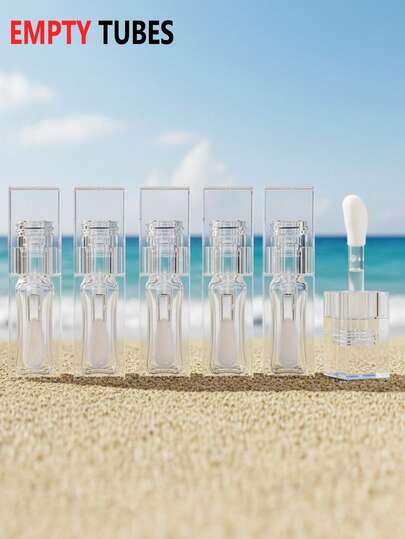 1/5pcs Transparent Lip Gloss Tube Empty Bottle With Large Brush Head, White Plumping Bottle Packaging, Affordable Price, Suitable As Christmas Gift, Cosmetics, Makeup Tools, Cheap Goods, Gifts, Women Gifts, Christmas Presents
