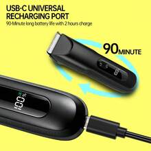 Conduroma 男士体毛修剪器 - 便携式电动私处及腹股沟毛发修剪器套装，防水干湿两用，配有可更换陶瓷刀片，理想礼物 - 黑色 - 查看 4