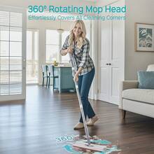 Hands-Free Flat Mop And Bucket Set - Mop And Bucket With Wringer Set With 360° Rotating Mop Head For Effortless, No Dead Corner Floor And Wall Cleaning, Self-Wringing Design, Includes 4 Microfiber Cloths, Perfect For Home, Kitchen, Hardwood Floors - A - Xem 4