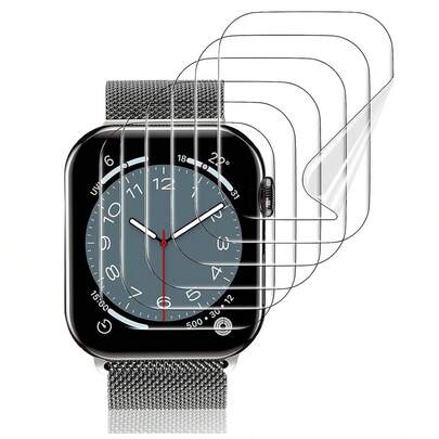 6片装全新透明软TPU屏幕保护膜，兼容 Series 10/Ultra/SE/8/7/6/5/4/3/2/1 38/40/41/42/44/45/49mm