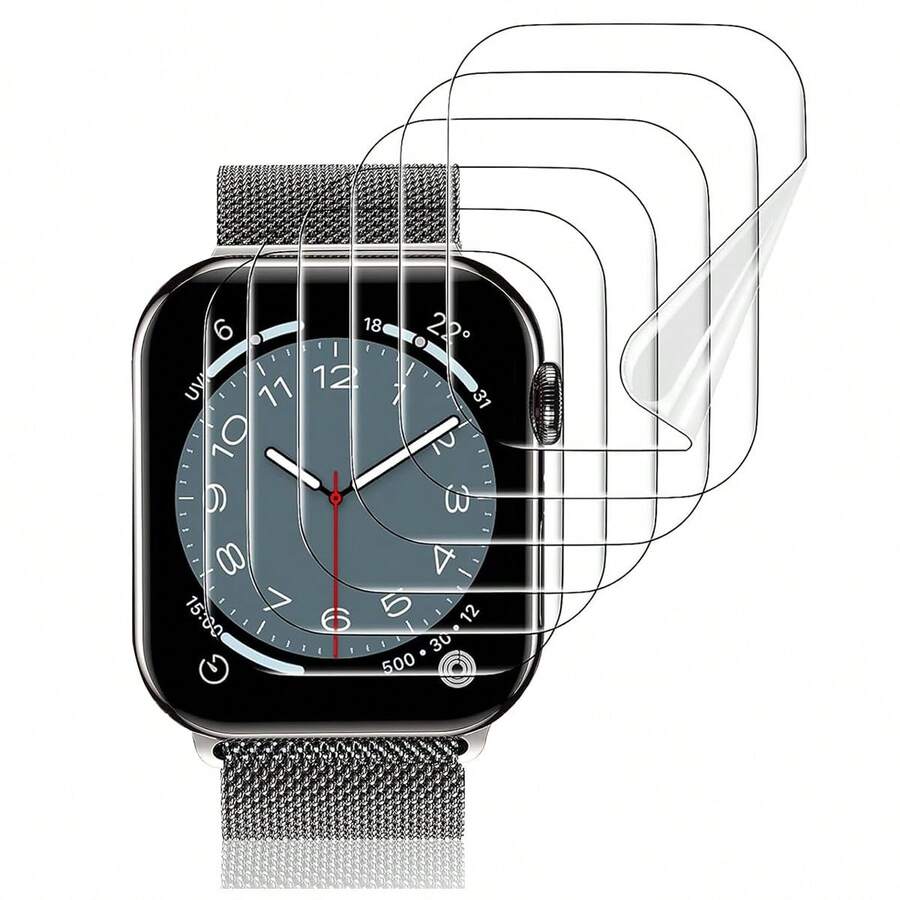 6pcs New Transparent Soft TPU Screen Protector Film Compatible With Apple Watch Series 10/Ultra/SE/8/7/6/5/4/3/2/1 38/40/41/42/44/45/49mm - Clear - View 1