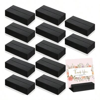 5pcs/1pc Vintage Wooden Business Card & Photo Display Stand - Dual Slot Desktop Organizer, Suitable For Office, Home Decor And Retail Use | Natural Wood Surface, No Power Needed, Minimalist Design, Elegant Wood Slots, Desktop Decor