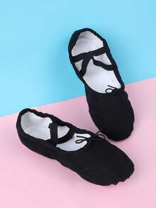 Zapatos de baile de suela suave para niños y niñas, zapatos de práctica para niñas, zapatos de baile, zapatillas de ballet para niños pequeños - Negro - Ver 4
