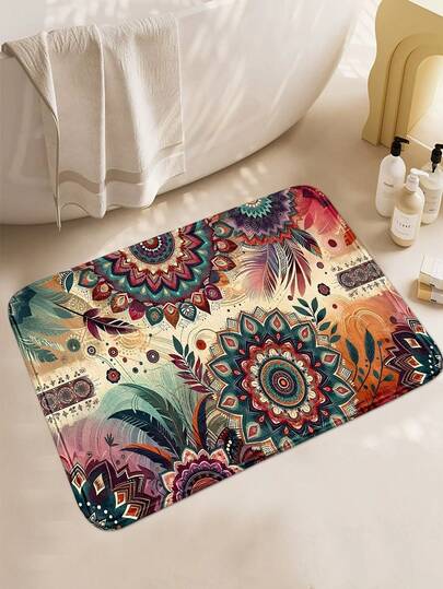 1 件装长方形门垫，柔软仿羊绒材质，1400 克/平方米聚酯纤维，厚度 10 毫米，TPR 防滑底，可机洗，可折叠，适用于玄关、浴室、卧室、客厅、餐厅等场所，室内防滑装饰垫，多用途门垫