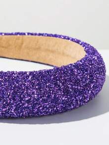 1pc Korean Baroque Style Colorful Crystal Candy Sponge Wide Headband, Suitable For Girls Party Accessories - FG1621-purple - View 3