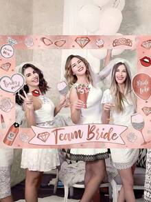 Rose Gold Bride-To-Be Photo Frame Prop Set, Pre-Assembled, Suitable For Bachelorette Party, Wedding, Bridal Shower Photo Booth Decor - Multicolor - View 2