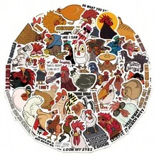 50pcs Funny Chicken Stickers, Cartoon Hen Waterproof Stickers Suitable For Laptop, Skateboard, Guitar, Fridge, Luggage, Helmet, Phone, Computer, Scrapbook, Party Supplies And School Rewards - 50pcs/set - View 10